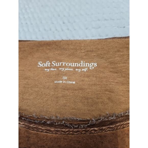 Soft Surroundings Shirt Womens 3X Brown Lace Trim Acid Washed - Picture 4 of 7